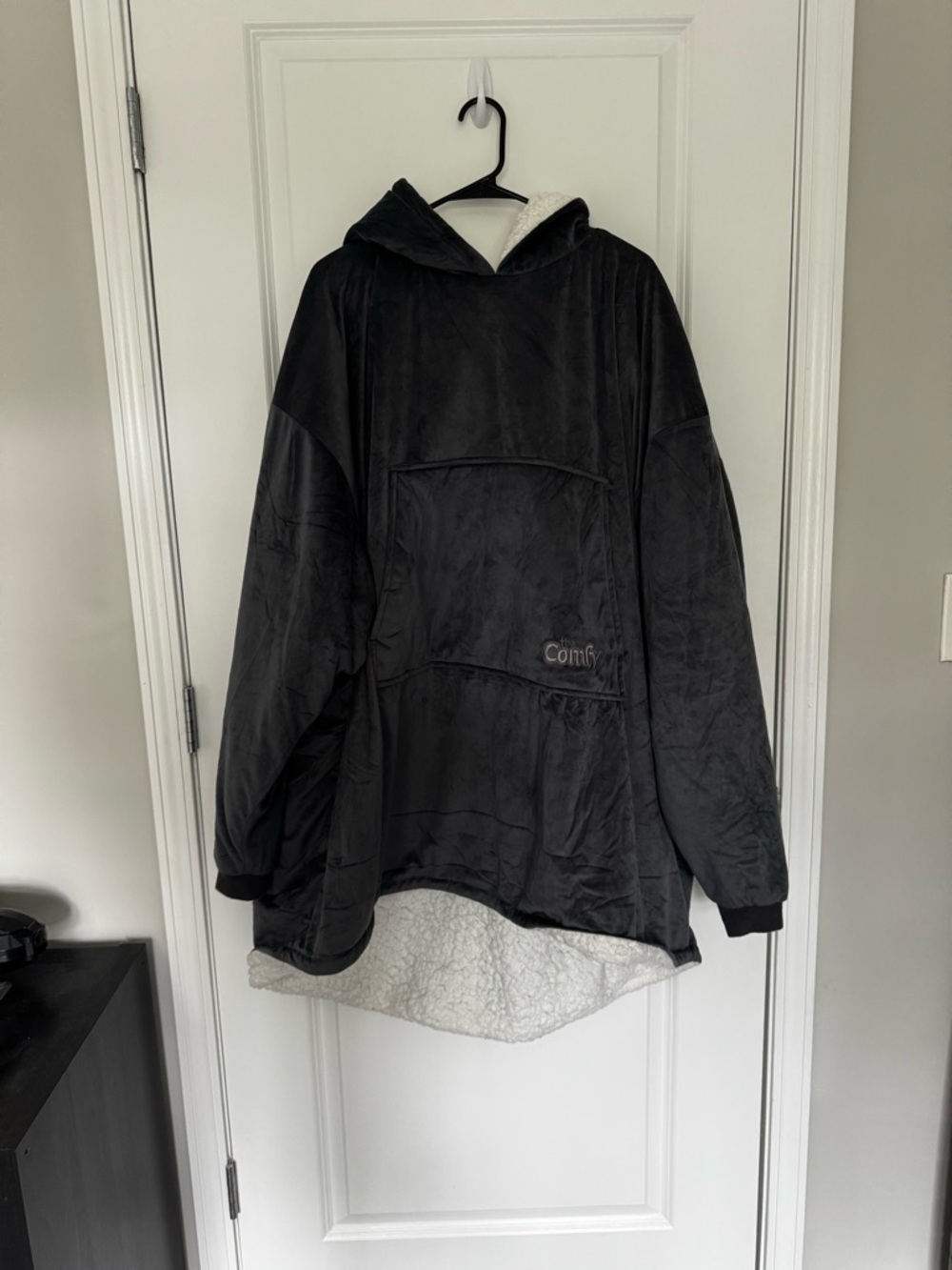 Comfy Oversized Hooded Wearable Blanket - Black with Cream Lining